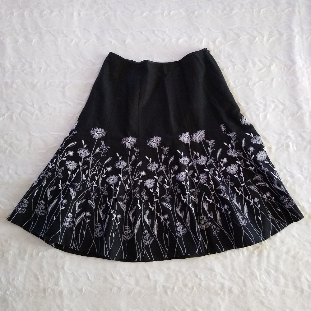 Christopher & Banks Embroidered Floral Skirt